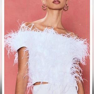 Cult Gaia Sosha Feather Top in Off white